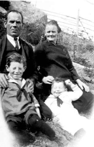 421: l-r back William J Barry and his wife Anastasia Meade; in front, their children William F and Leo J. (circa 1927) [courtesy of Betty (Carroll) Spurvey] - William passed on 1956-11-25 and Anastasia on 1957-02-05 and are interred at St. Vincent de Paul Cemetery at Point au Mal, St. Georges. - William son of Thomas Barry &amp;amp; Elizabeth Whelan